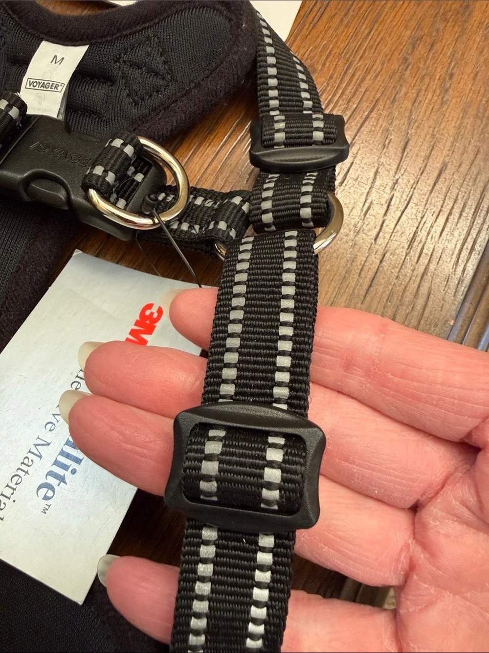 VOYAGER Dog Harness. Black Step-In Flex Adjustable. Medium
